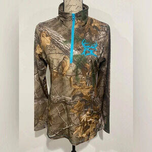 Bushmaster Women's Large Camouflage Lightweight 1/4 Zip Jacket Shirt Realtree